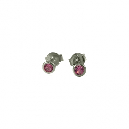 Hjowelry örhänge rund rosa sten