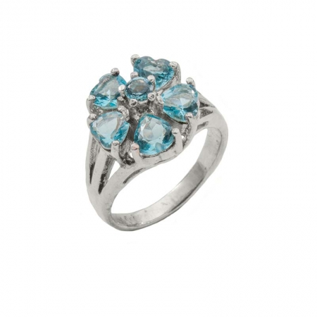 Hjowelry ring blå blomma stenar
