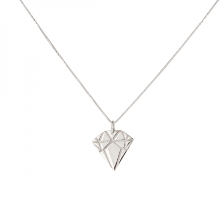Silver Diamond Necklace 45 cm